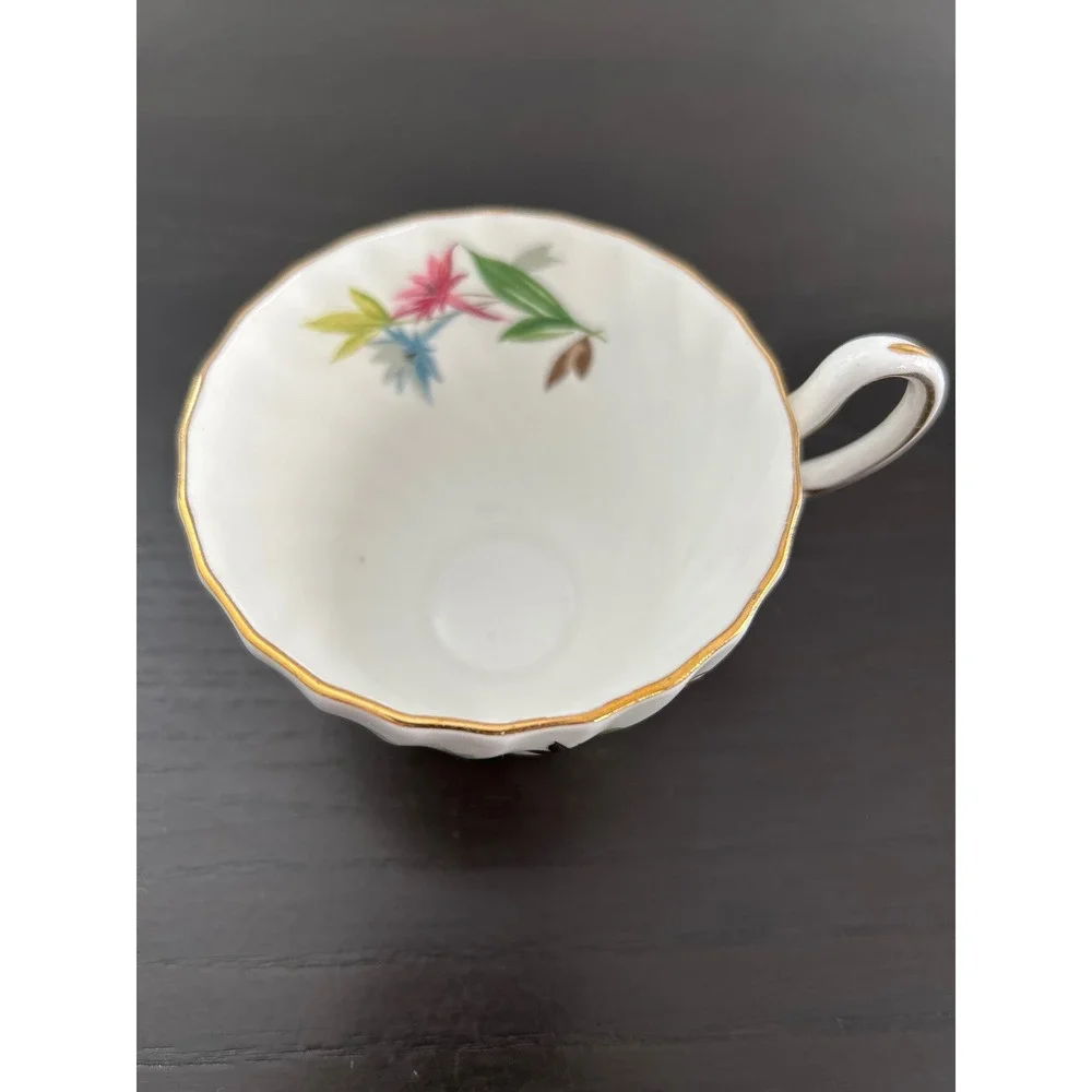 Foley Bone China Gaiety Teacup EB 1850 England Floral Swirl Gold Trim Vintage